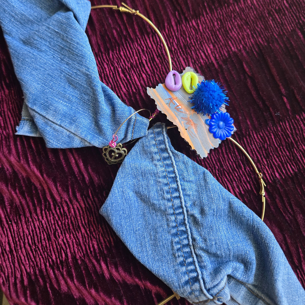 Blue Jean Dream Bow Hoops | One-of-One Upcycled Denim Statement Jewelry | Y2K Art Girl Accessory