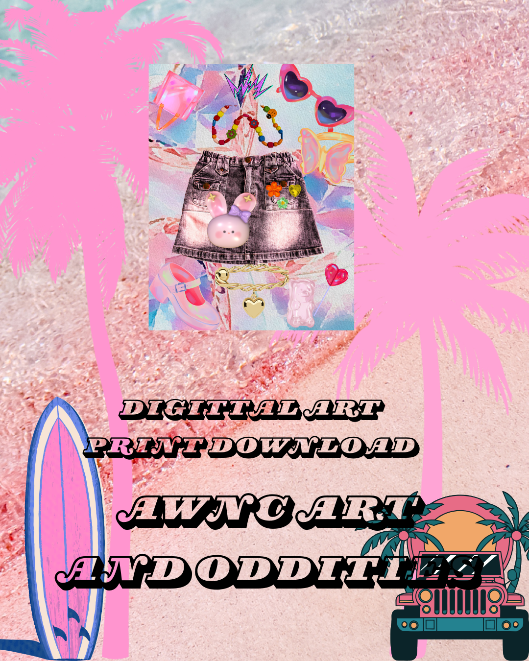 Mallrat Muse With Cherry Gloss Confidence Digital Art Print (W/ Free Mystery Print)